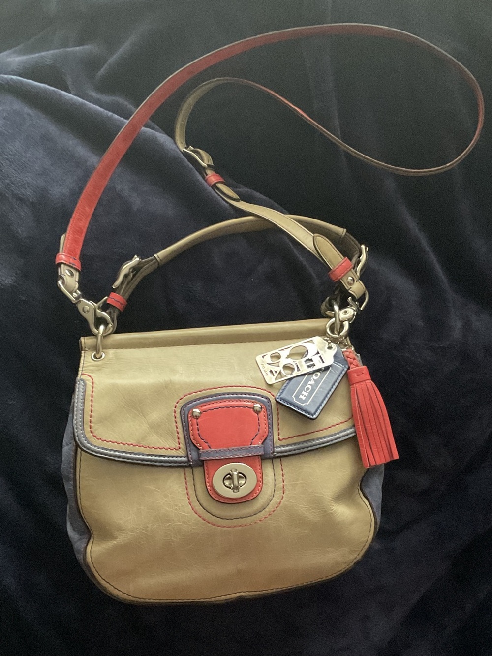Coach Willis Legacy Leather Crossbody with Tassel and Charm